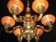 Antique Solid Bronze & Real Alabaster 9 Light Chandelier From The 1950s Chandeliers, Fixtures, Sconces photo 4