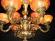 Antique Solid Bronze & Real Alabaster 9 Light Chandelier From The 1950s Chandeliers, Fixtures, Sconces photo 8