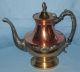 Antique Brass Copper Pewter Coffee Teapot Finialscrolls Circa 1900 Metalware photo 1