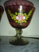 Antique Hand Painted Cranberry Decorative Art Glass Stemware photo 2
