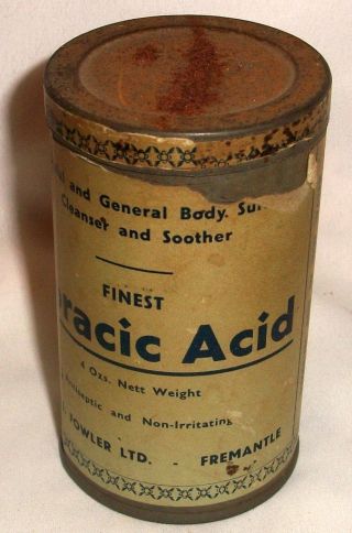Collectible Old Boracic Acid Tin With Contents photo