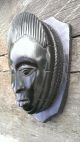 Vintage African Wall Masks Pair Small Heads Ebony Heartwood Shield Shape Mounts Other photo 4