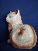 Cat Kitten Blue Eyes,  Beige W/ Brown Figurine Hand Painted,  Made In Brazil Figurines photo 1