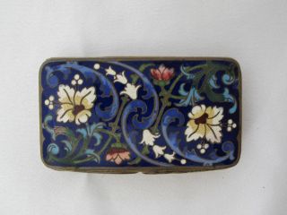 Antique French Cloisonne Enamelled Stamp Box/ Snuff Box/ Pill Box/ Patch Box photo