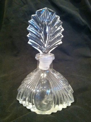 Vintage Irice Czech Crystal Glass Perfume Bottle Cinderella Dress Shape Bottom photo