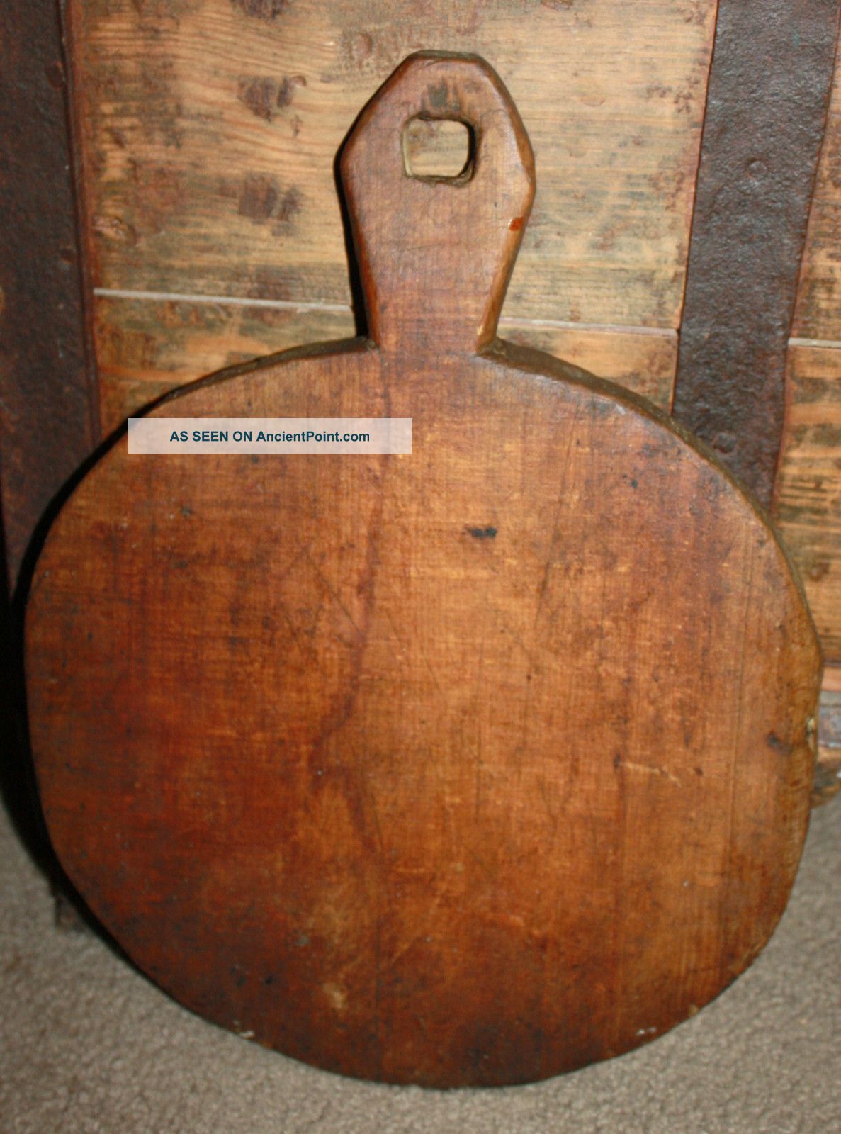 Antique Country Primitive Carved Wooden Breadboard,  Cheese Board 19th Century Primitives photo
