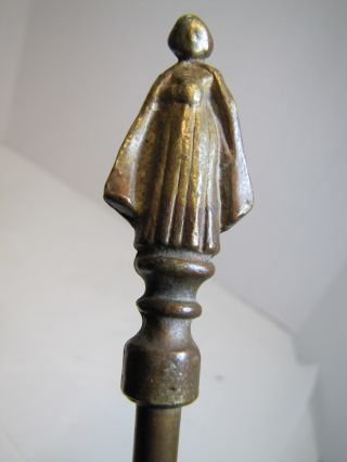 Antique Figural Cloaked Maiden Bronze Toasting Fork - Wonderful Unusual Design photo