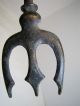 Antique Figural Cloaked Maiden Bronze Toasting Fork - Wonderful Unusual Design Metalware photo 5