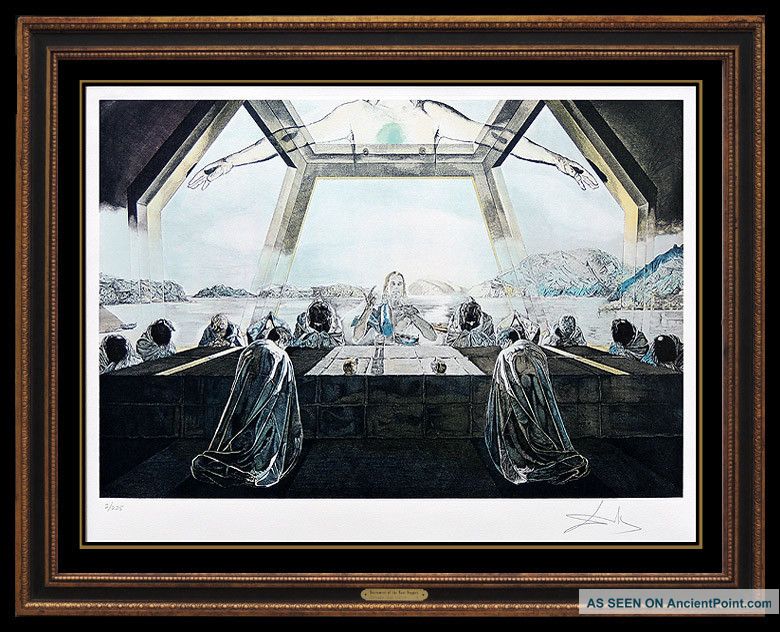 Authentic Salvador Dali Signed Lithograph Jesus Last Supper Art Framed Other photo