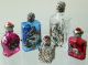 Decorative Glass & Silver Cased 5 Jeweled Mini Perfume Bottle Set 80s Collection Perfume Bottles photo 1