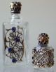 Decorative Glass & Silver Cased 5 Jeweled Mini Perfume Bottle Set 80s Collection Perfume Bottles photo 3
