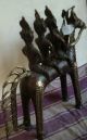 Tribal India Dhokra Art 3 Villagers Sitting On A Horse Big Size Brass Metal Metalware photo 9