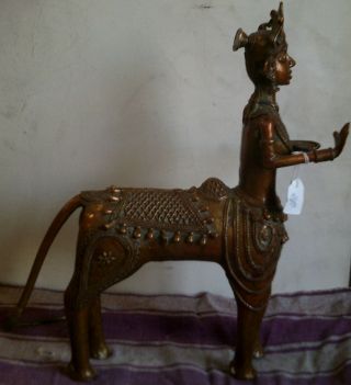 Ox Man Nandi Shiva Brass Molten Metal Lost Wax Dhokra Vintage Brass Metal Art photo