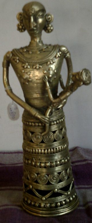 Mother With Her Child In Lap Tribal Women Tripura East India Art Dhokra Brass photo