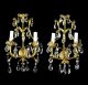 Pair Regency Florentine Sconces Gold Leaf Gilded Italian Crystal Restored Lights Chandeliers, Fixtures, Sconces photo 6