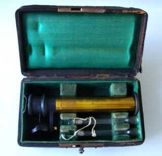 Late 19thc Pocket Spectroscope Cased Set By C.  Reichert,  Wien photo