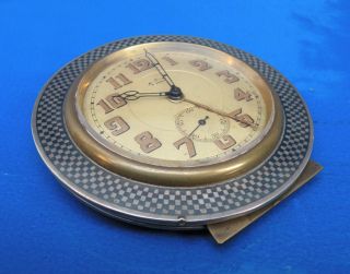 Antique Art Deco Sterling Niello Desk Alarm Clock Brevet Depose photo