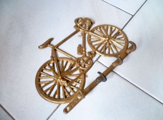 Vintage French Steel Gild Embossed Key / Towel Rack : Bicycle Shape photo