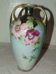 Antique Signed Nippon Japan Hand Painted Porcelain Gorgeous Handled Vase Urn Vases photo 6