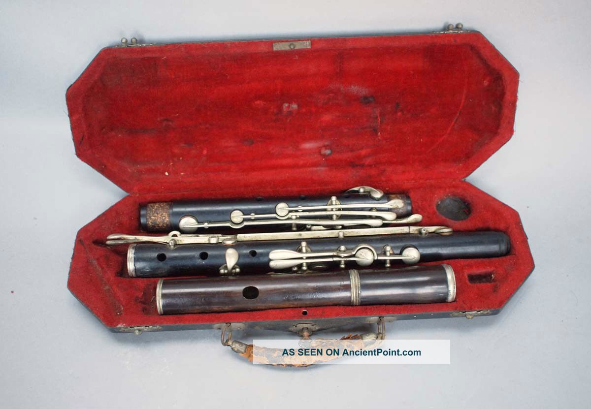Antique Lyon & Healy German Grenadilla Wood Flute Key Of C W/oblong Case Neat Wind photo