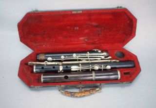 Antique Lyon & Healy German Grenadilla Wood Flute Key Of C W/oblong Case Neat photo
