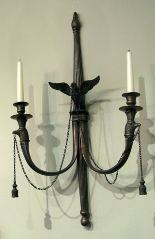 Supperb Pair Of French Napoleonic Bronze Sconces With Eagles Dated To 1800 - 1820 photo