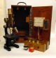 Cased Brass Microscope E.  Leitz Wetzlar No.  94363 C1909 Lens Accessories Exc Other photo 11