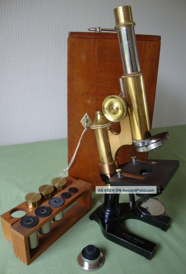 Really Good Complete Cased Leitz Microscope Outfit Circa 1900 - 10,  3 Leitz Lenses Other photo