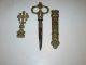 Antique Ornate Candlewick Shears & Scissors In Figural Case & Brass Wax Press Metalware photo 1