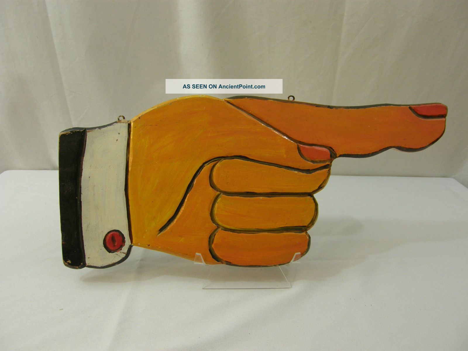 Old Folk Art Carnival Amusement Park Hand Pointing Directional Sign Carving Primitives photo
