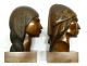 Pair A.  Franco Bolivian Carved Rosewood Native Portrait Busts - Art Deco Art Deco photo 6