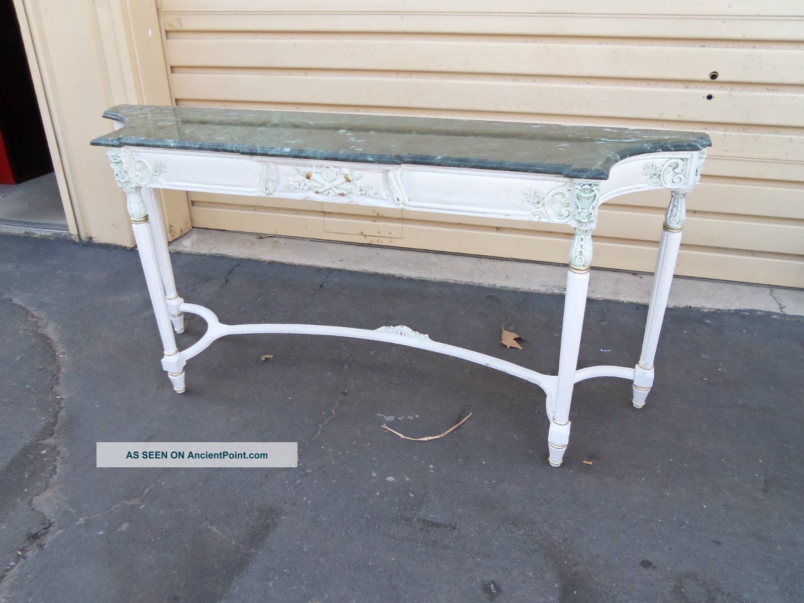 49824 Marble Top Hall Console Sofa Table Stand Post-1950 photo