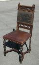 Antique Vintage Spanish Renaissance Dragon Embossed Leather Accent Chair 1900-1950 photo 1