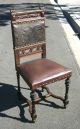 Antique Vintage Spanish Renaissance Dragon Embossed Leather Accent Chair 1900-1950 photo 2
