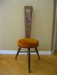 Unique One Of A Kind Vintage Mid Century Orange Velvet Accent Chair Stool 3leg Post-1950 photo 2