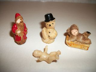 Antique Miniature Chalk Figures,  Set Of 4,  Made In England,  1930 - 40s photo