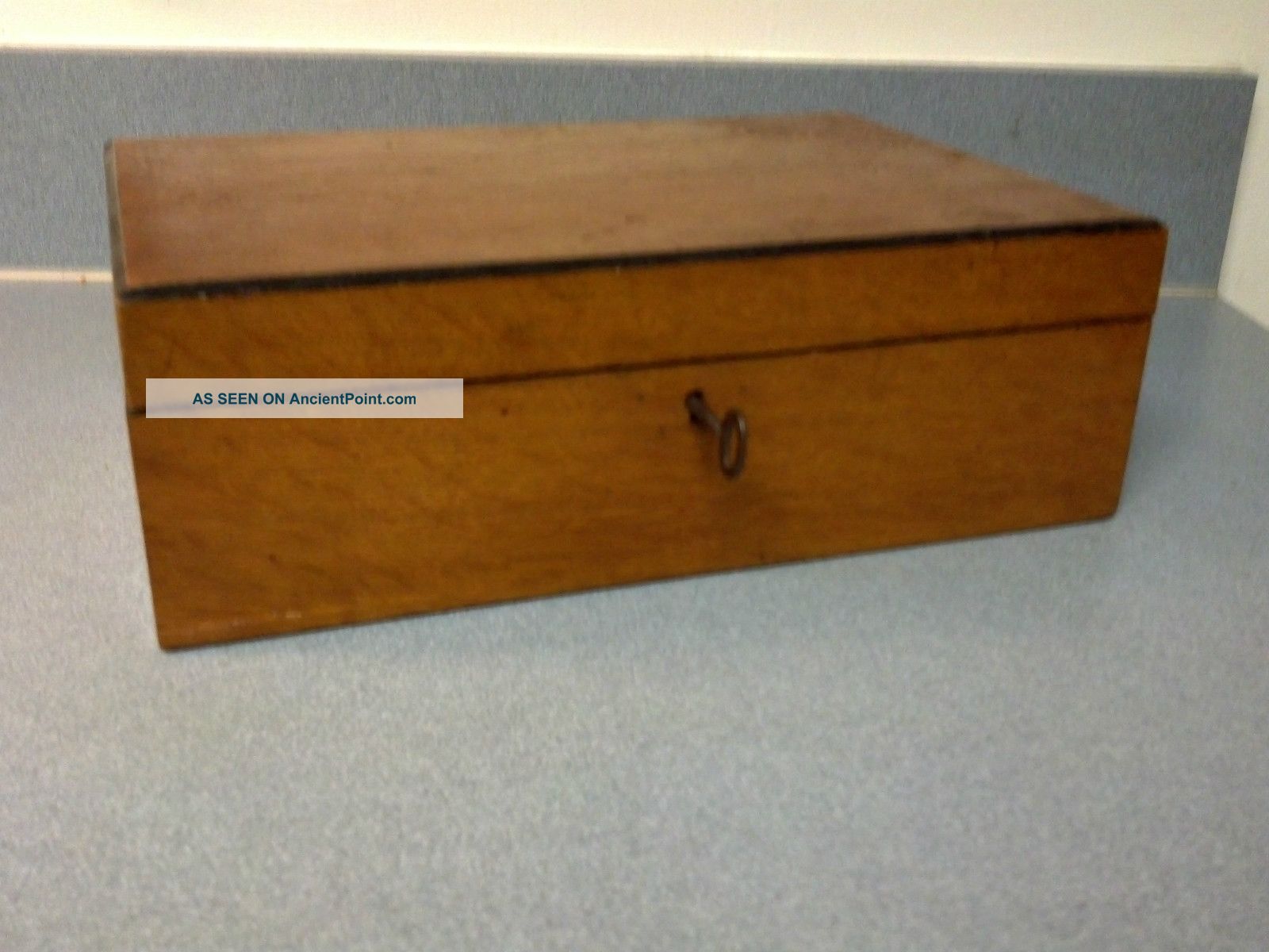 Antique Wooden Lap Writing Desk Ink Well Pen Key Lock Key Plus Boxes photo