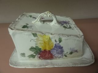 Victorian Germany Ornate Cheese Or Butter Keeper With Floral Decoration photo