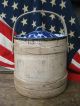 Early Antique Sugar Bucket Firkin Blue Gray Milk Paint Shaker Design Primitives photo 10