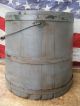 Early Antique Sugar Bucket Firkin Blue Gray Milk Paint Shaker Design Primitives photo 2