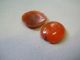 Set Of 2 Antique Chiinese Carnelian Buttons,  1 A Carved Flower,  1 A Cabochon Necklaces & Pendants photo 1