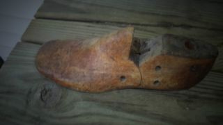 Antique Wood Shoe Last Child Size 8 1/2  L Round Toe Metal Heal Shoemaker Marks photo