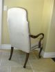 Vintage Tallback Accent Arm Chair White Designer Fabric Decorative Nails Post-1950 photo 3