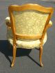 Pair Of Two Vintage French Provincial Silk Brocade Accent Arm Chairs Carved Legs Post-1950 photo 8