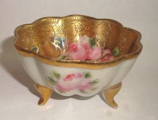 Beautifully Decorated,  Small Footed Nut Bowl Or Open Salt photo