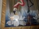 2 Vtg Oil Flamingo & Crane Painting Signed Mid Century Modern - Art Deco Mid-Century Modernism photo 7
