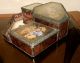 Antique Victorian Beveled Rose Thick Glass Vanity Jewelry Box Set Mirror Ornate Victorian photo 1