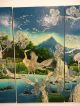 Mid Century Modern Painted & Mother Of Pearl Inlaid Wall Panels Of Asian Cranes Paintings photo 4