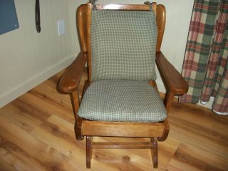 Vintage Childrens Wooden Rocking Chair With Cushion photo