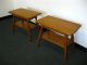 Pair Of Two Vintage Danish Modern Two Tier Solid Maple End Tables Night Stands Post-1950 photo 1